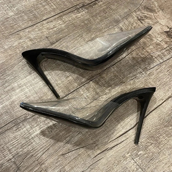 JESSICA RICH - So Bossy Pointed Toe Clear Pump In Black - Size 38/8 - Picture 3 of 11